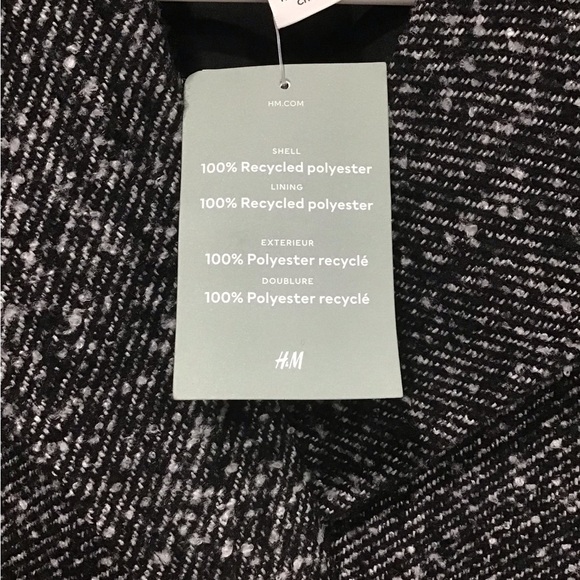 NWT H&M Women’s Short Pea Coat Double-Breasted Twill Jacket Gray Black Size S - Picture 3 of 5